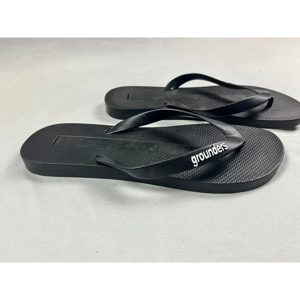 Grounders Mens Black Flip Flops Thong Sandals Size 11 Grounding Earthing New